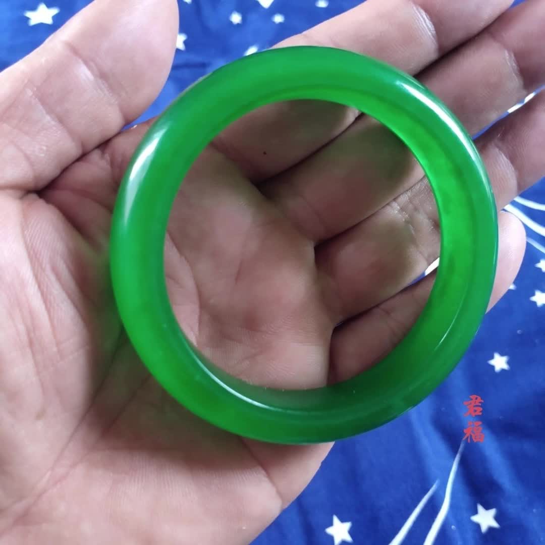 【11元券】天然正品玉手镯碧玉菠菜绿苹果绿女款和田玉石英玉髓【品质