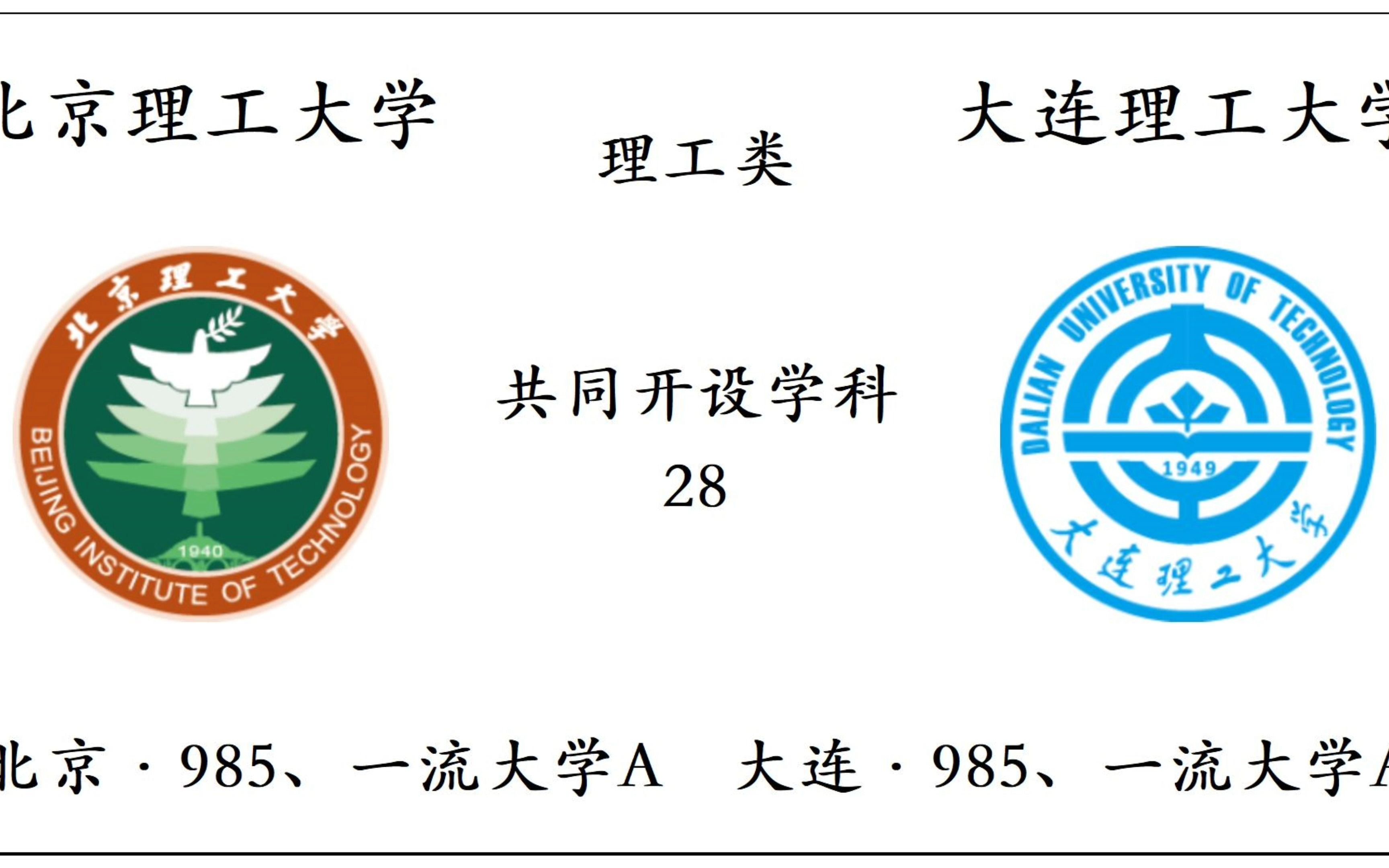 北京理工大学VS大连理工大学,共同开设学科对比,哪所大学的实力更强?哔哩哔哩bilibili