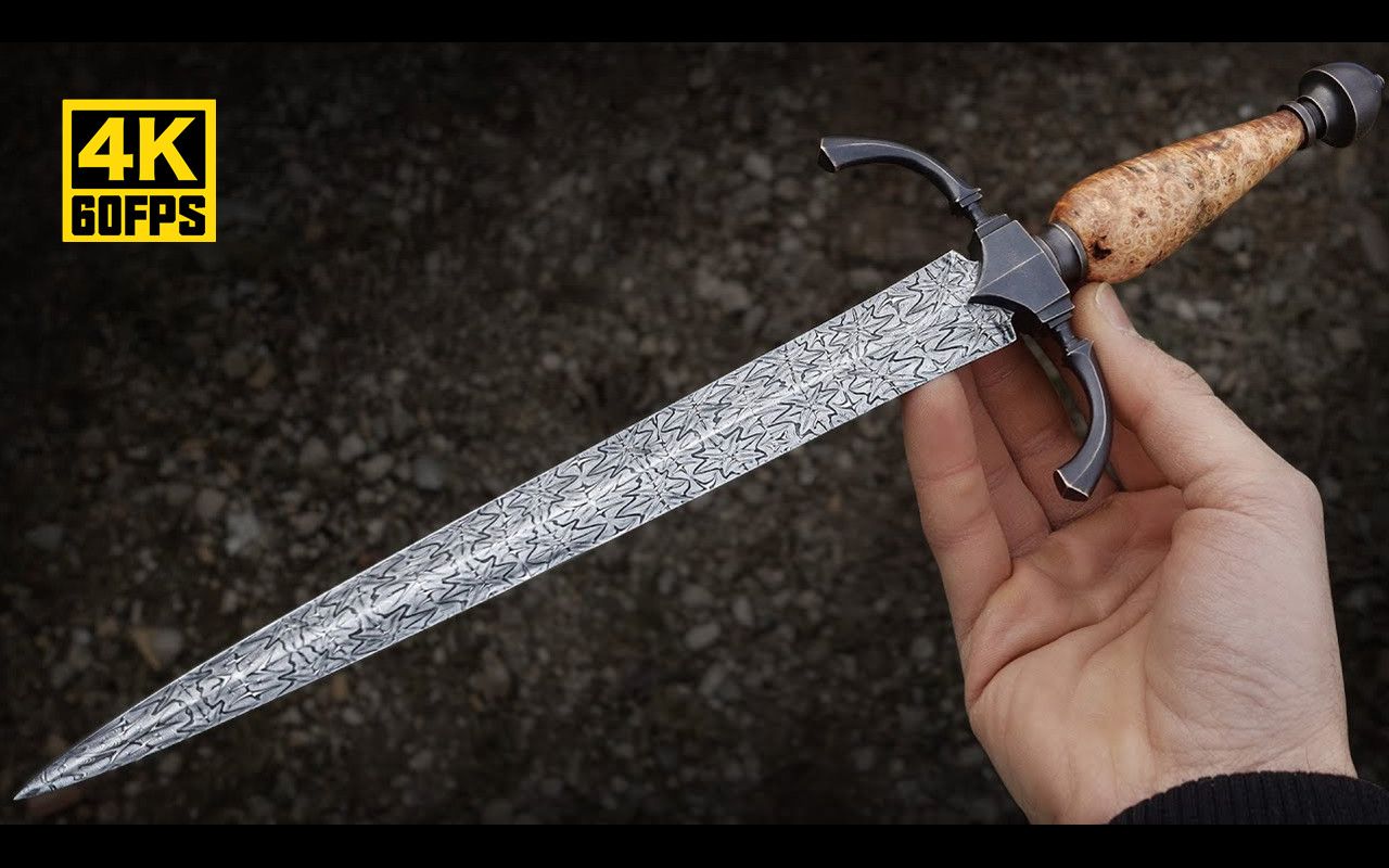 【4k60帧】黑胡子锻造马赛克花纹大马士革短剑 | 作者:black beard