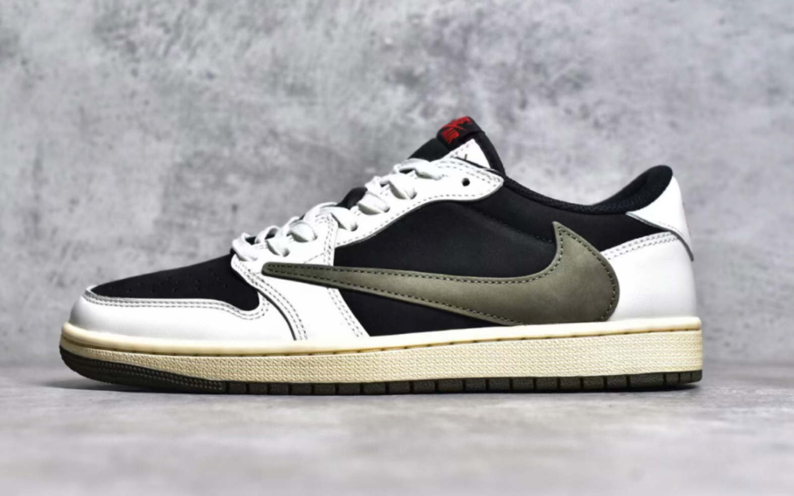 乔丹联名 travis scott x air jordan 1 low 倒钩黑绿橄榄运动鞋dz