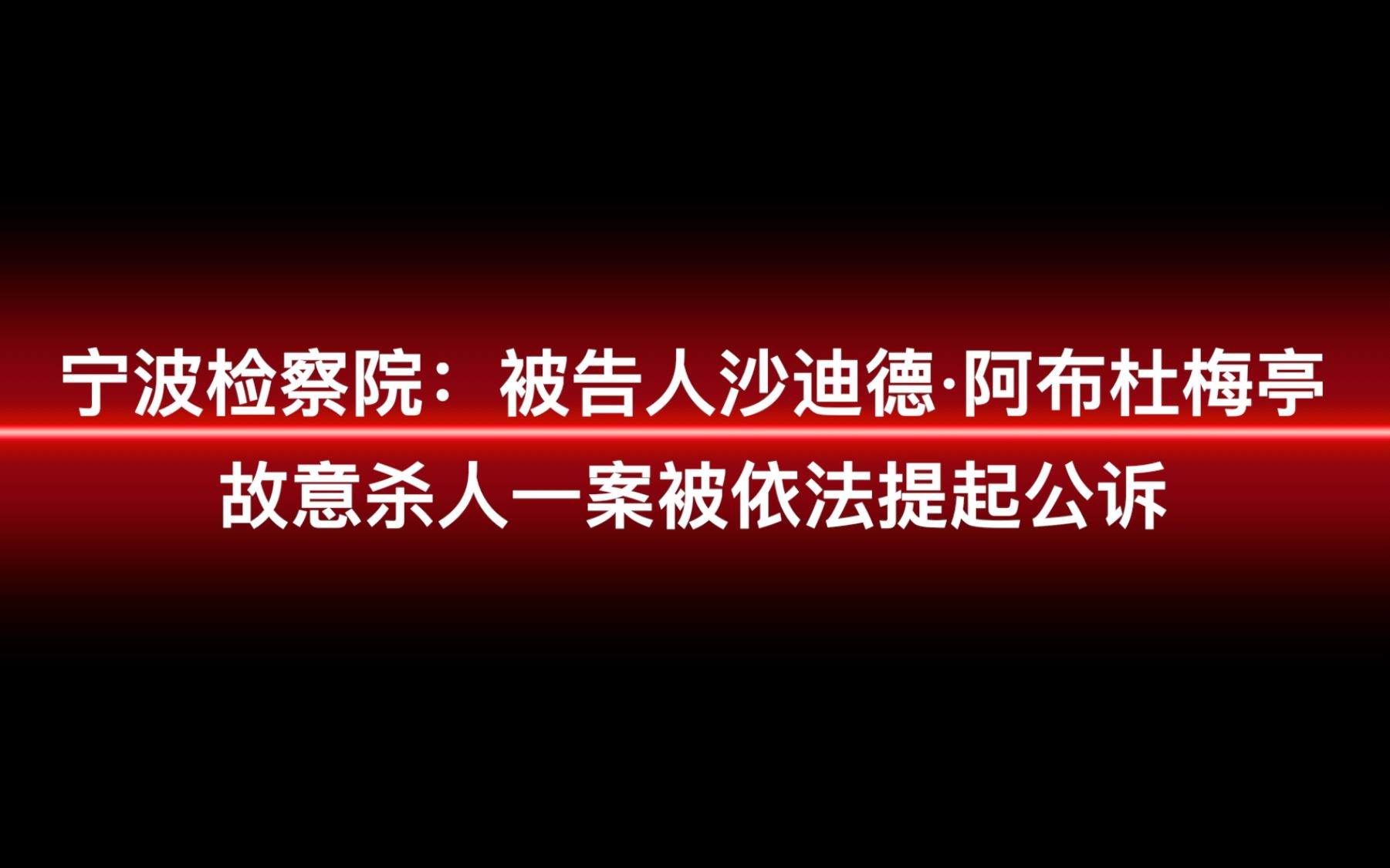 宁波检察院被告人沙迪德阿布杜梅亭故意杀人一案被依法提起公诉