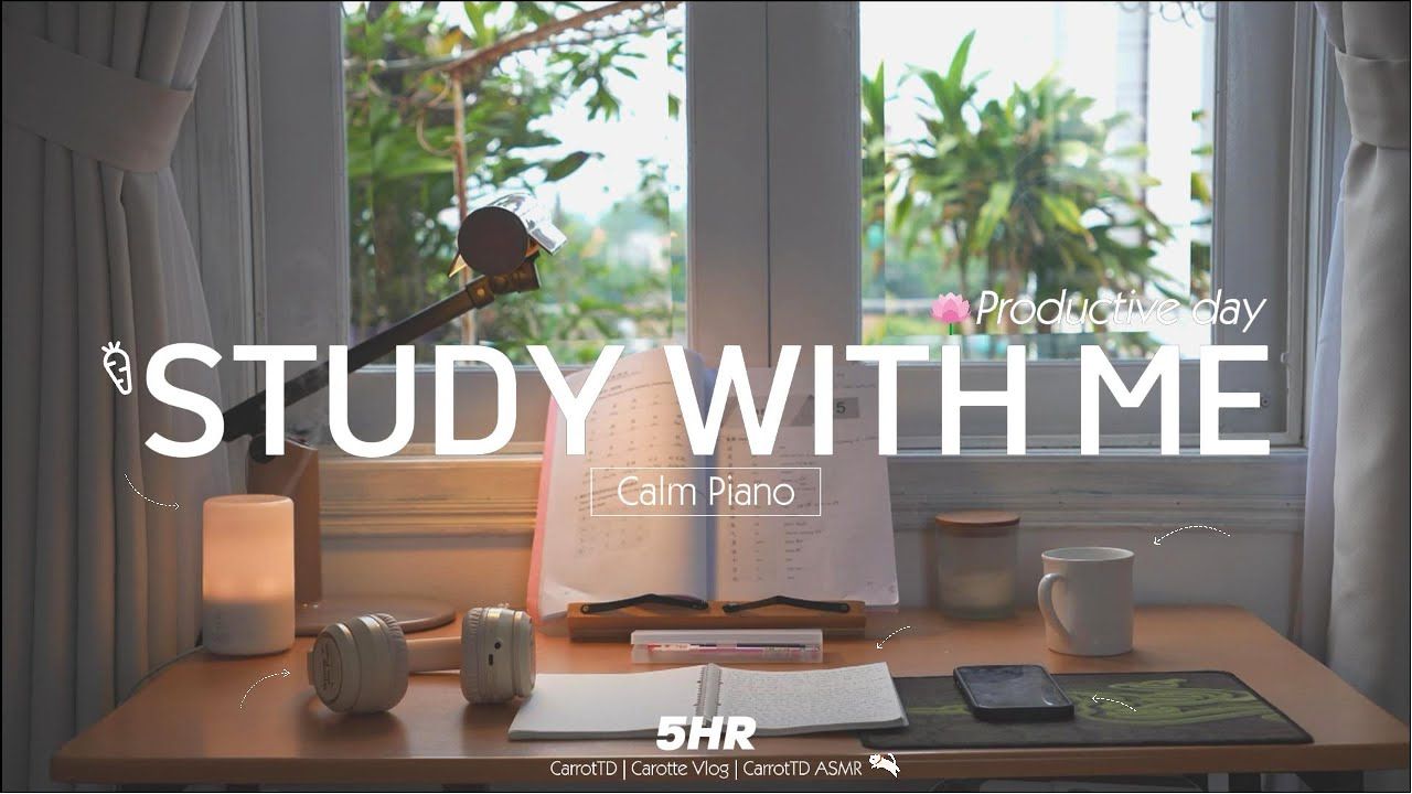 【Carrot TD】5HOUR STUDY WITH ME 舒适早晨 | 平静钢琴VS背景噪音 | Pomodoro 25/5哔哩哔哩bilibili