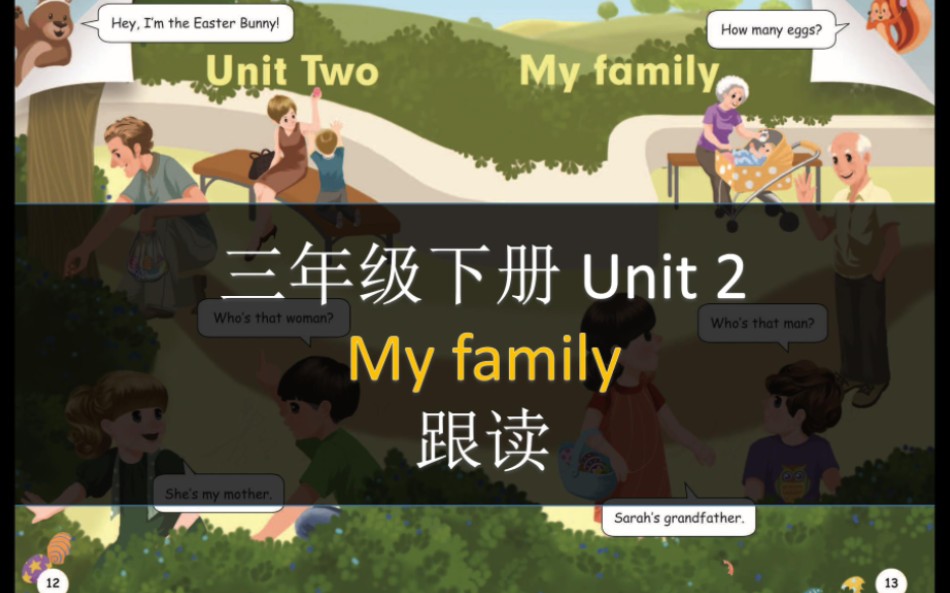 人教版PEP三年级下册英语第二单元Unit2 My family 跟读讲解哔哩哔哩bilibili