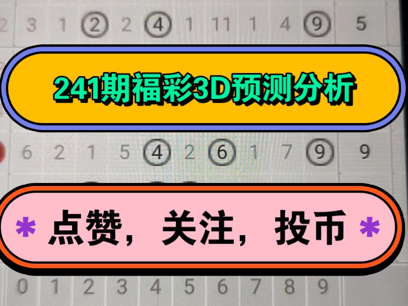 241期福彩3D预测分析哔哩哔哩bilibili