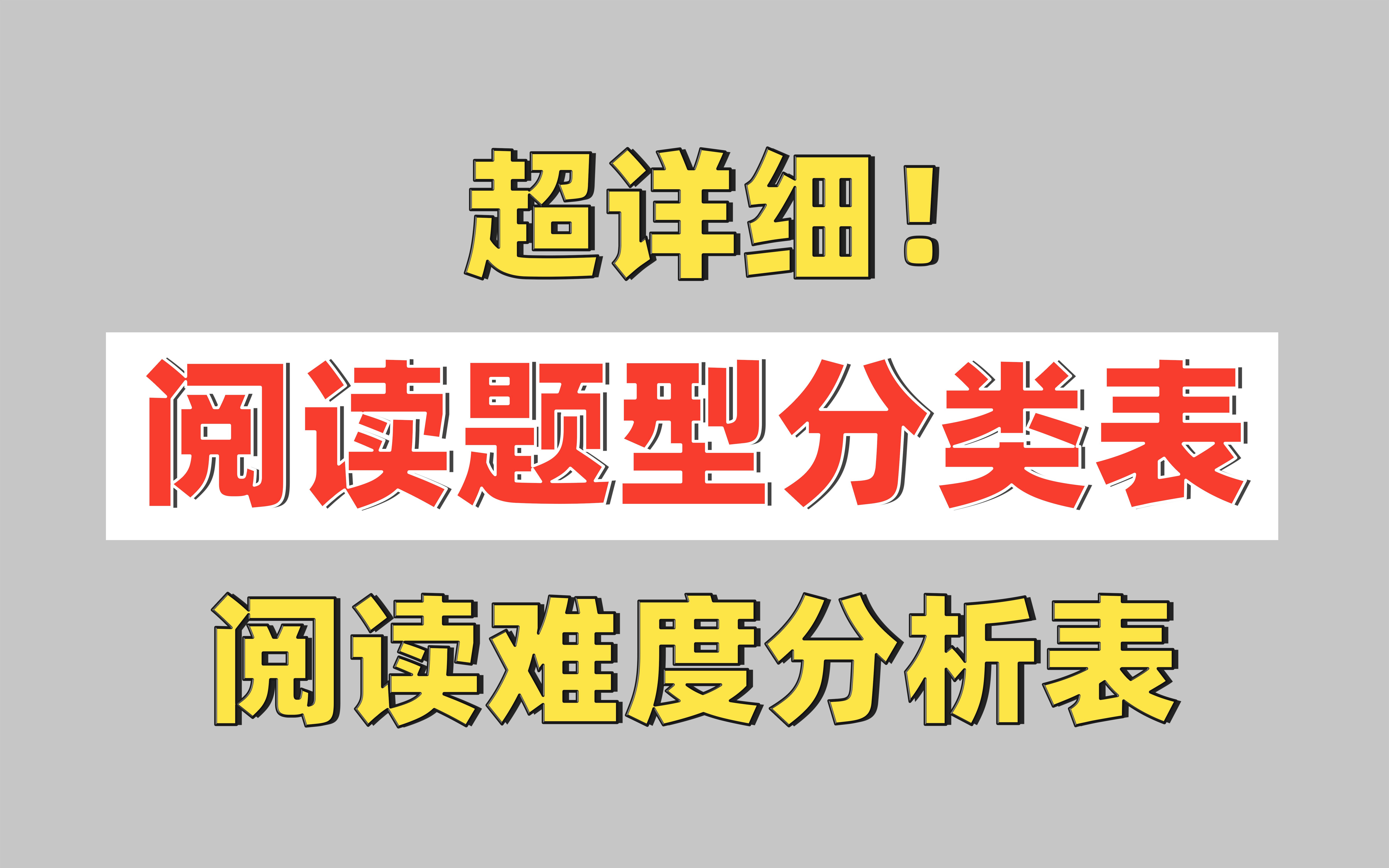 【考研英语】阅读题型分类表&阅读难易对照表哔哩哔哩bilibili