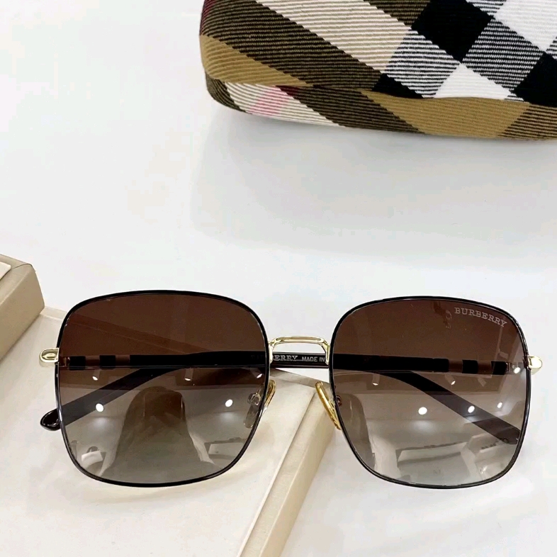 burberry巴宝莉太阳眼镜正品女茶色ol花纹飞行员偏光墨镜 be3080p