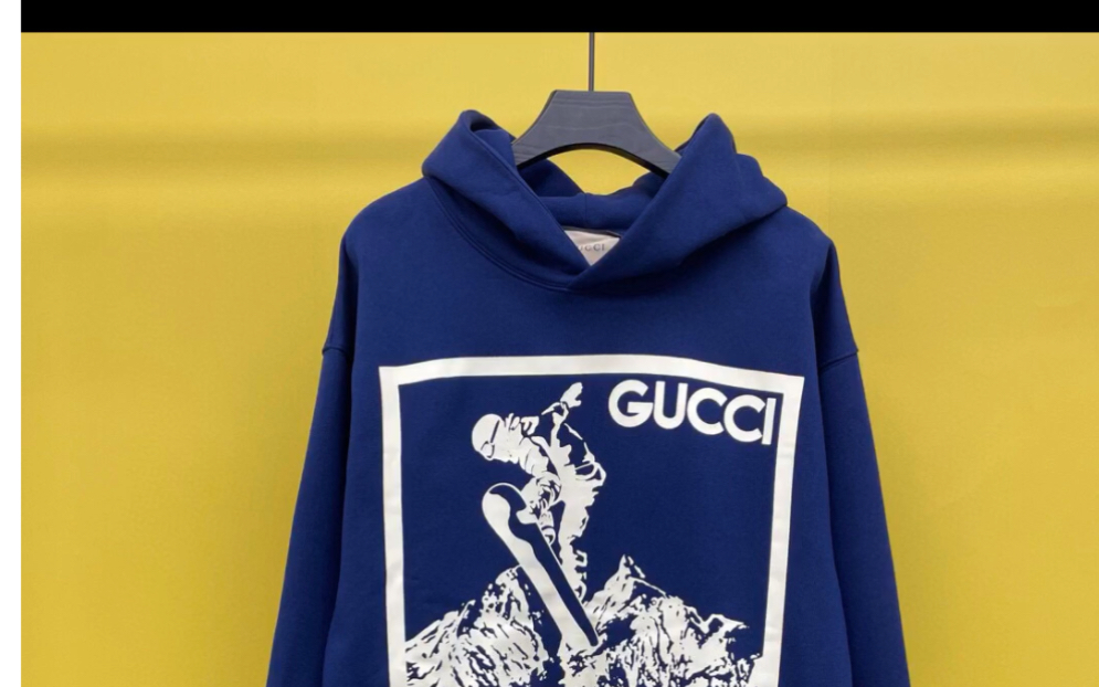 gucci古驰高仿2024ss早春新款针织棉印花连帽卫衣