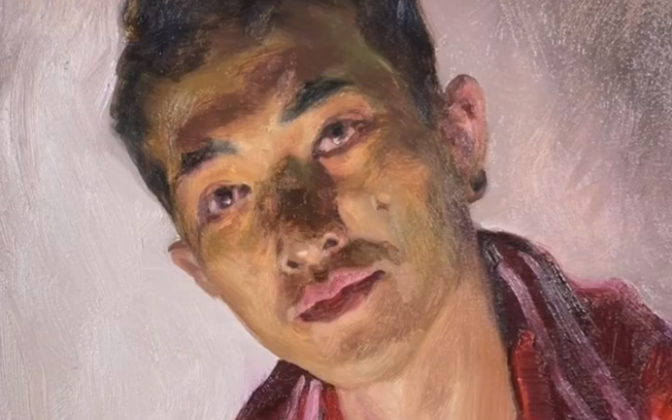 油画头像男青年写生示范(大关系)