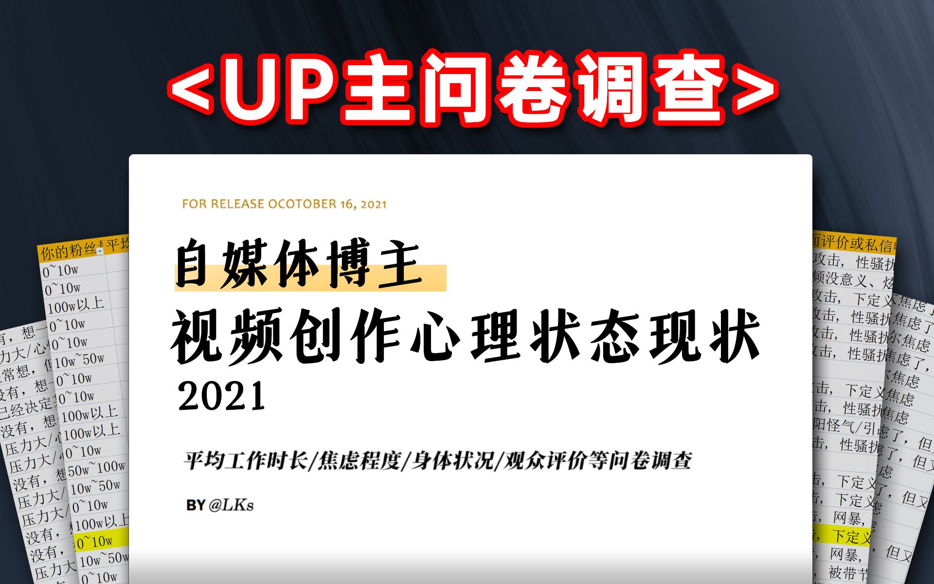 [图]320份问卷，告诉你UP主们的真实心理现状