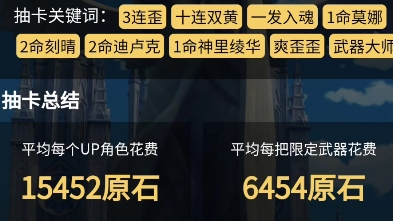 原神抽卡,大非酋,呜呜呜