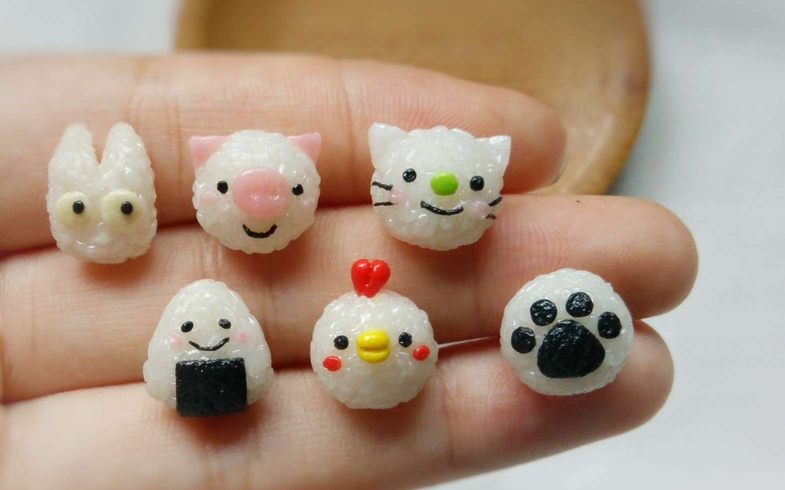 【软陶】【微缩食玩】敲可爱日式饭团耳钉,做着做着就饿了系列!