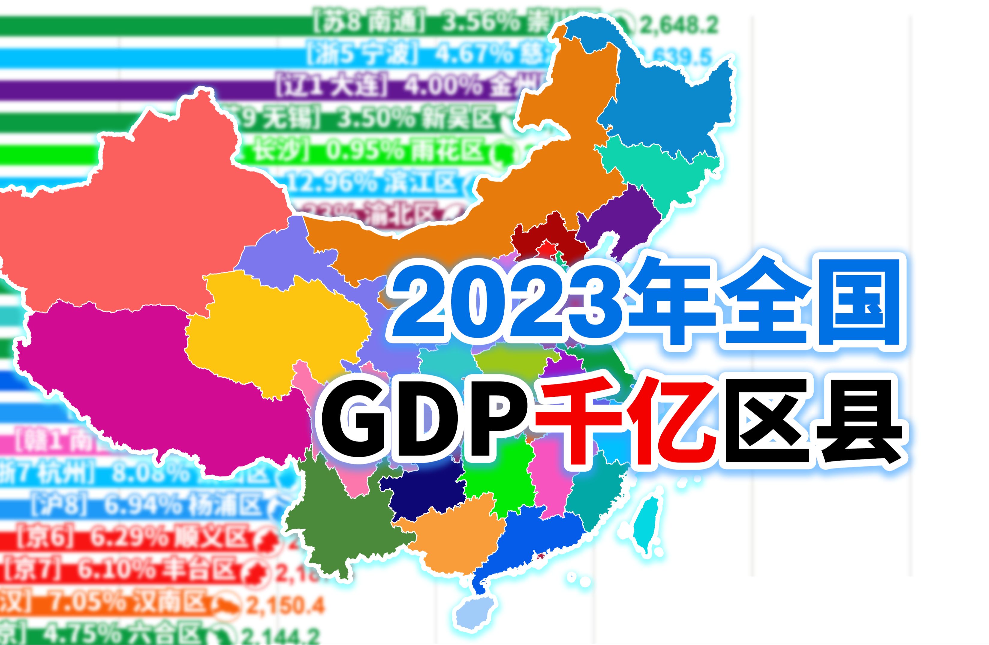 [图]2023年全国293个GDP千亿区县排行【数据可视化】