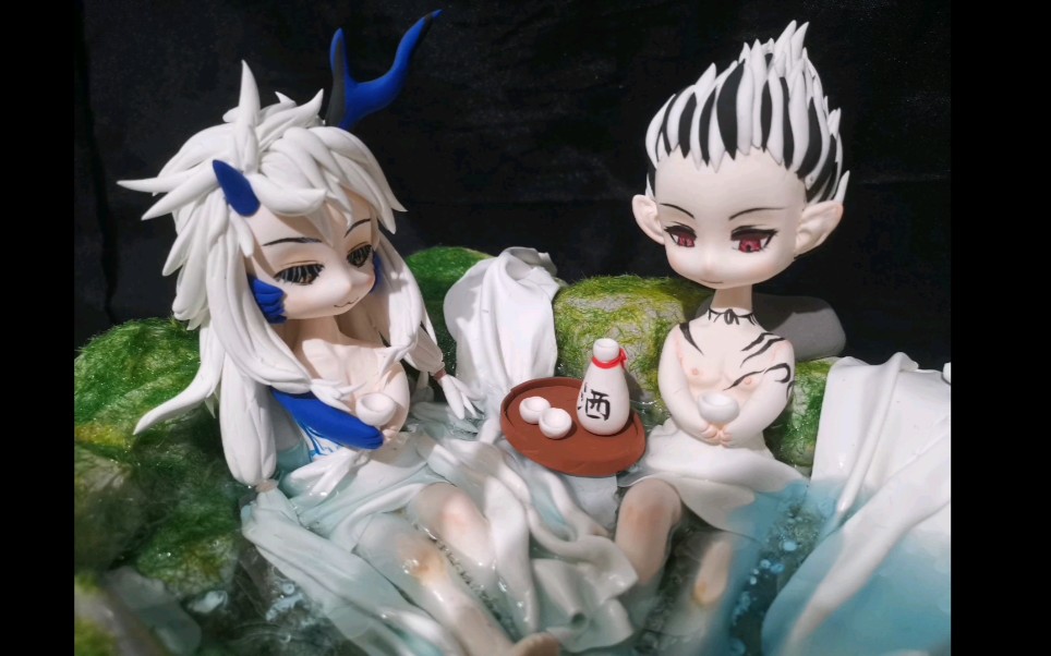 超轻粘土阴阳师鬼王酒吞童子炼狱茨木童子q版沐浴饮酒图