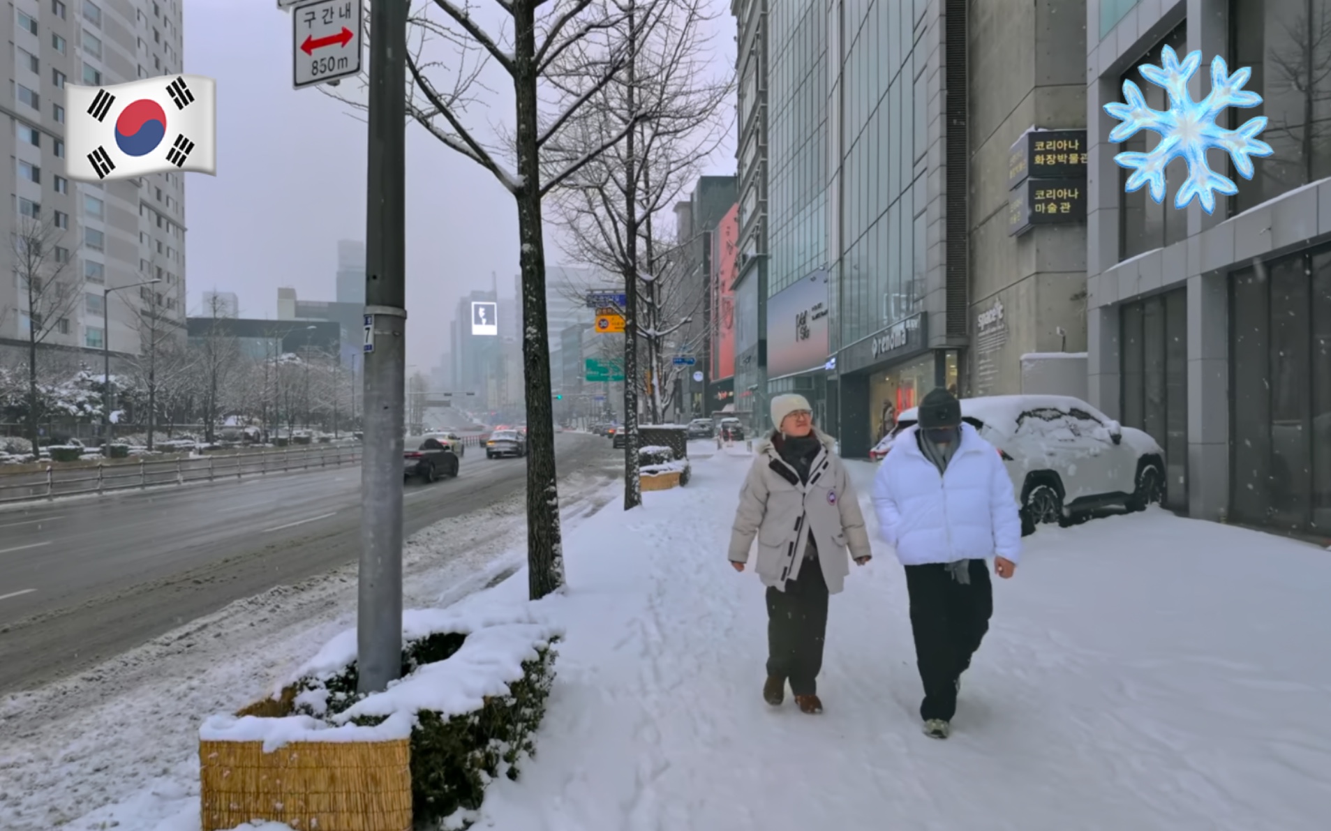 【超清】12月冬季降雪漫步游韩国首尔江南区 狎鸥亭洞 拍摄日期:2023.12.30哔哩哔哩bilibili