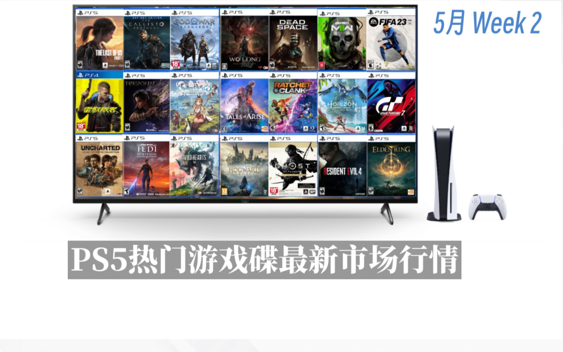 [图]战神小跌、对马岛好价、瑞奇与叮当大降 | PS5热门游戏碟最新行情 | 5月Week2