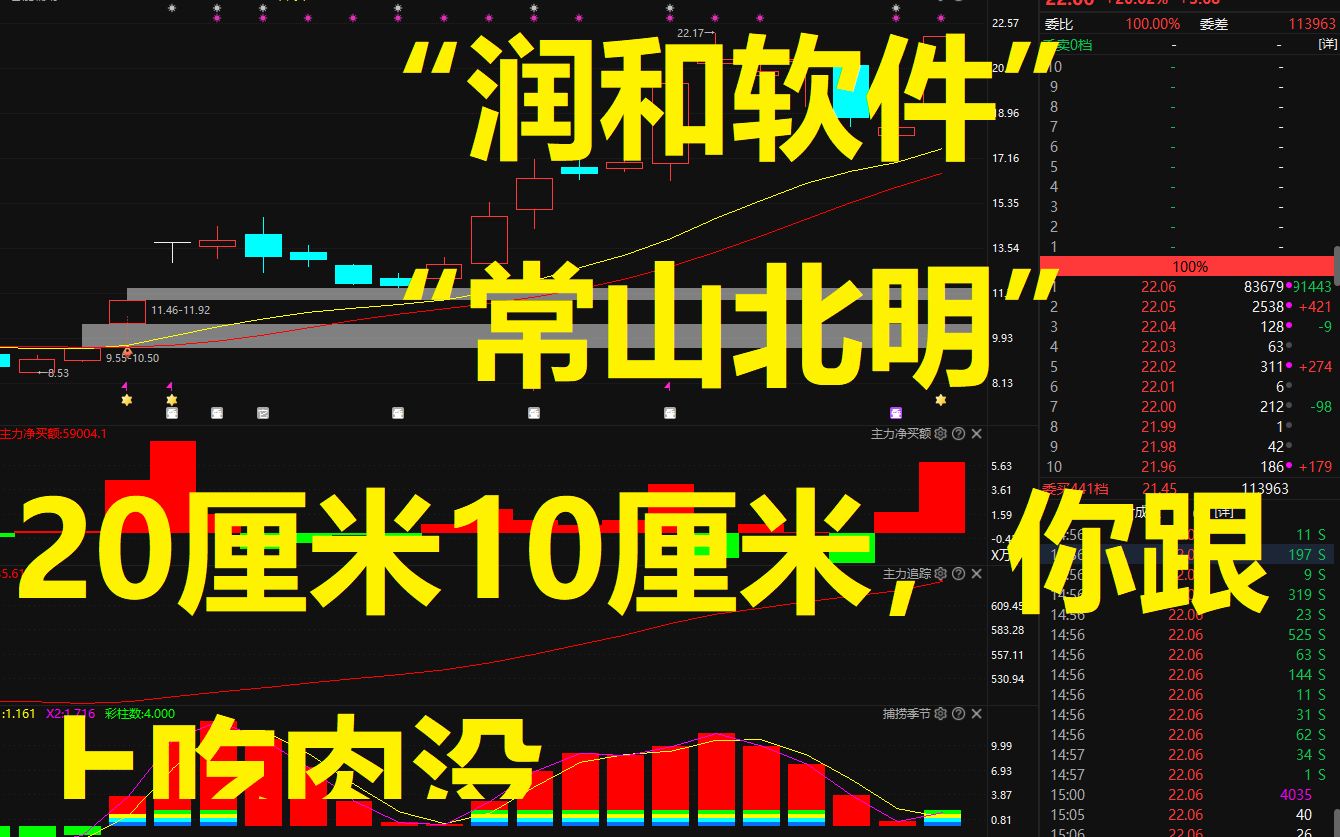 A股,润和软件和常山北明,20厘米10厘米,你跟上吃肉没哔哩哔哩bilibili