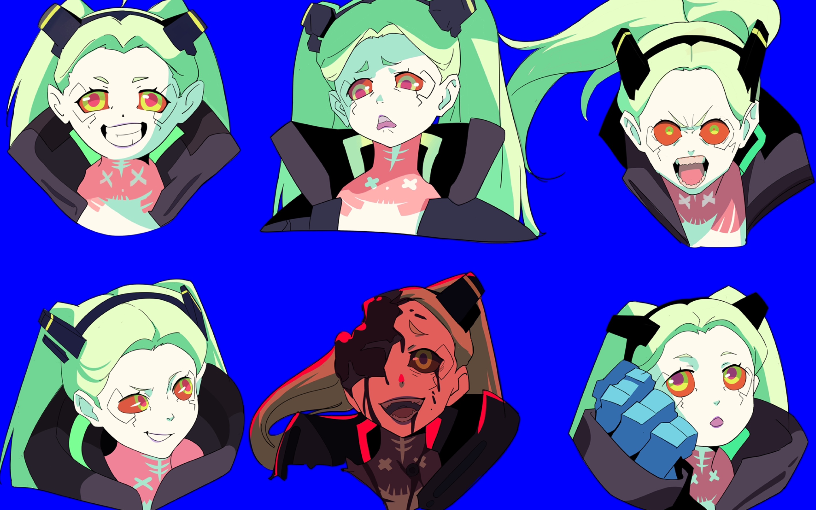 【绘画过程】赛博朋克瑞贝卡表情练习