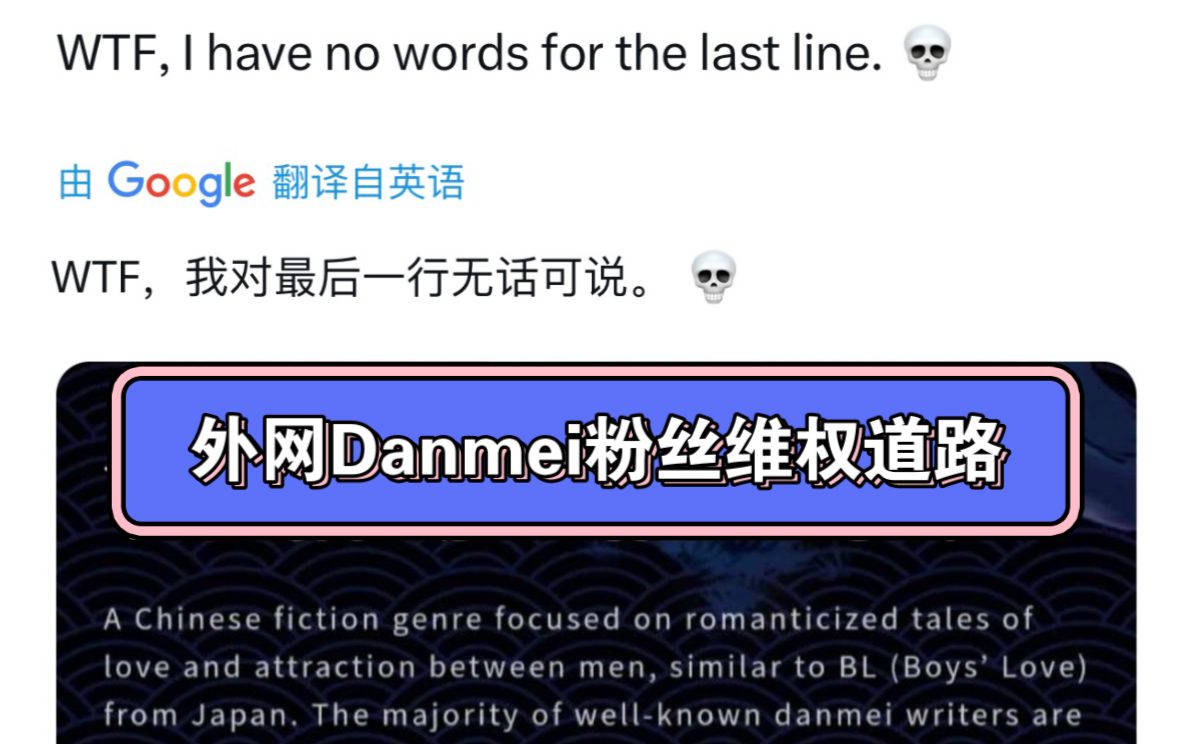 外网粉丝为Danmei维权!怎么都用汉语拼音了 还有人要来模糊我们的东西和文化啊哔哩哔哩bilibili