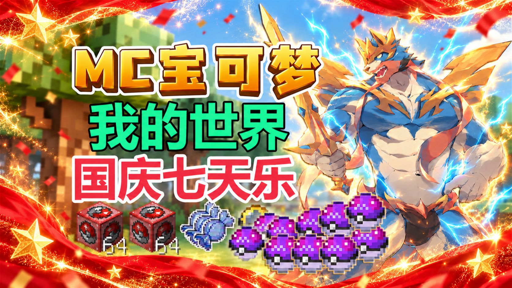 国庆就玩这个mc宝可梦服!给的东西没话说! 我的世界神奇宝贝服务器1.21版本重铸方块模组整合包