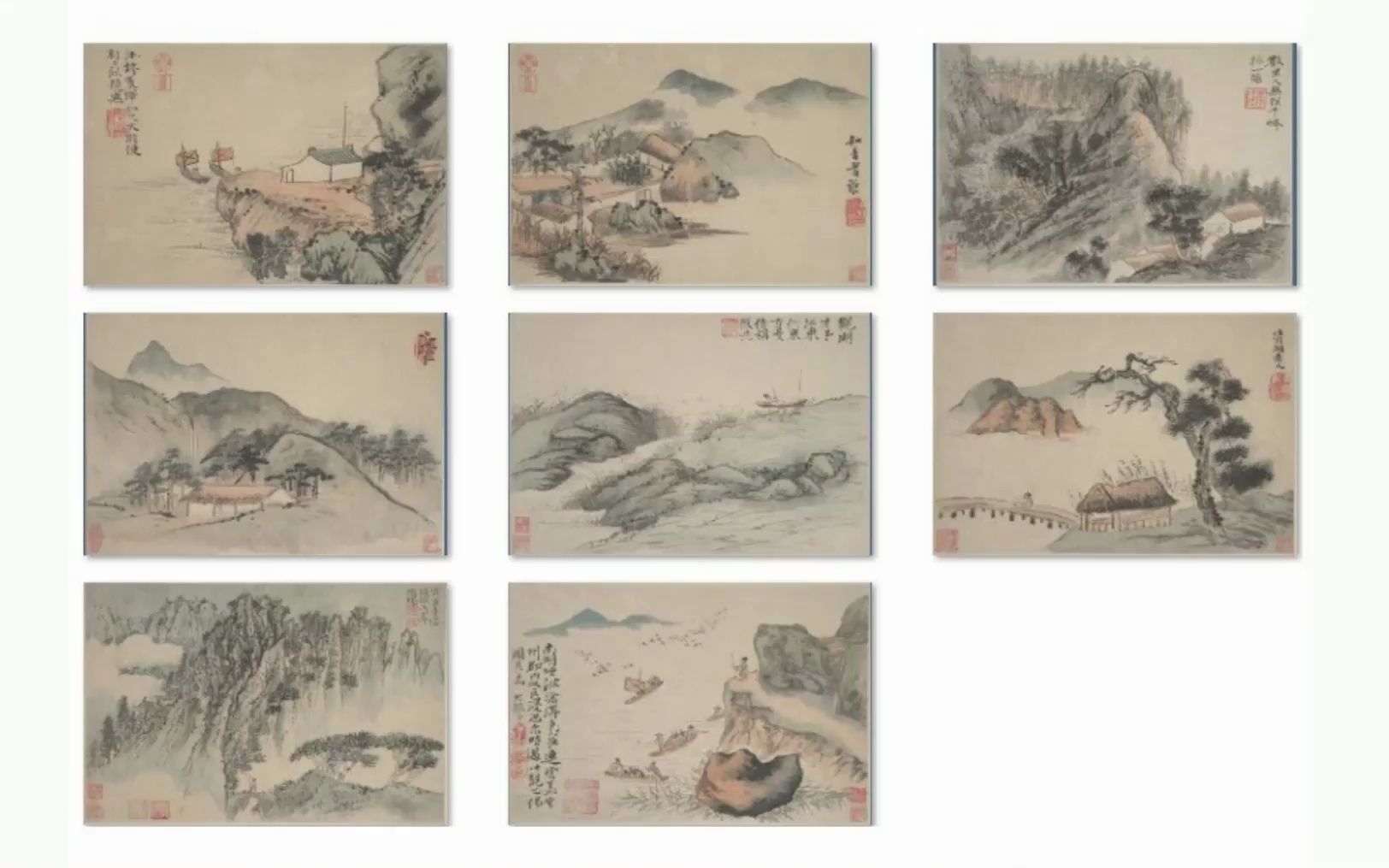 [图]清 石涛 山水图册8张 高清国画原作细节欣赏