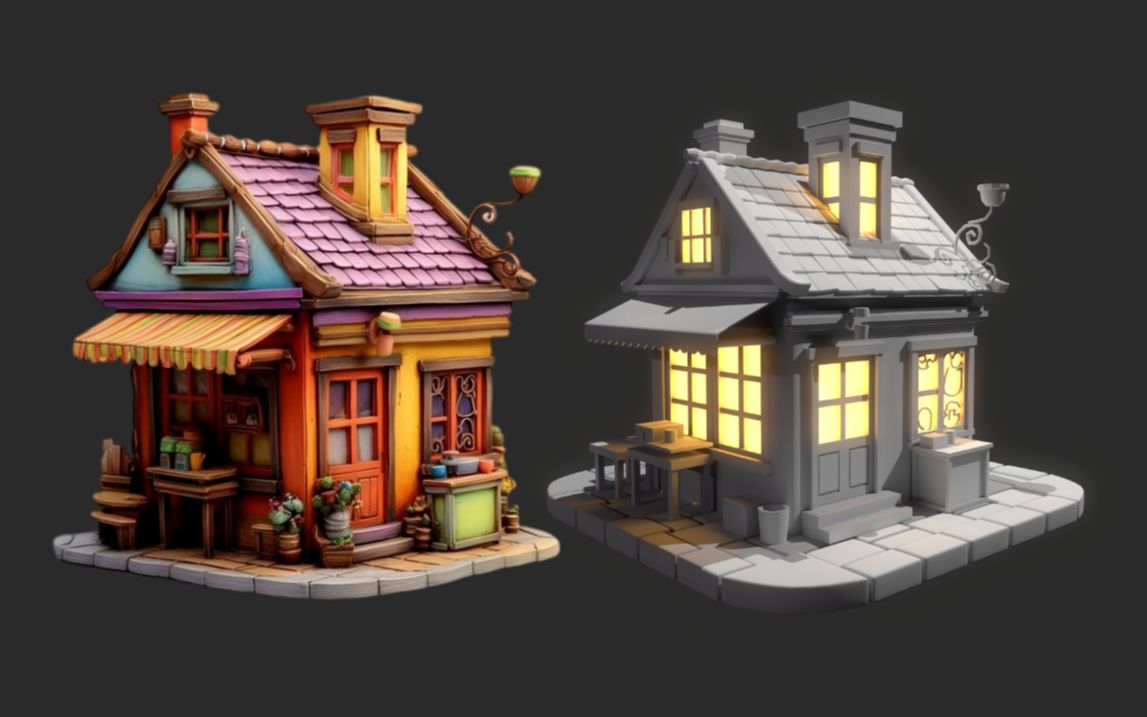 【3dmax建模】卡通小木屋模型制作,超详细地模型布线技巧教程,零基础