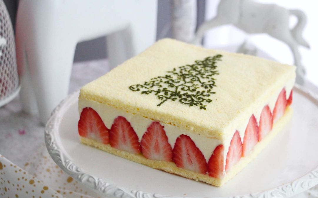 【brechel】手绘清新森林系奶油巧克力草莓蛋糕 | Christmas strawberry square cake哔哩哔哩bilibili