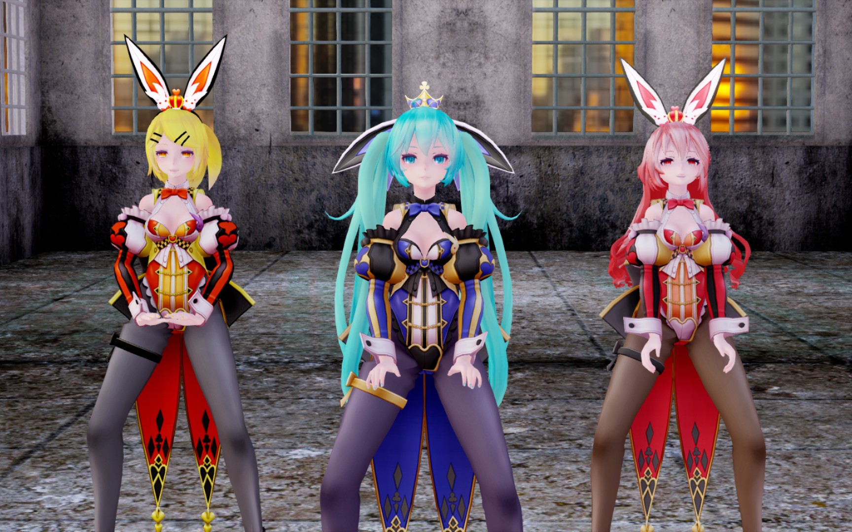 【兔女郎mmd★3d】everglow - adios by miku/teto/rin