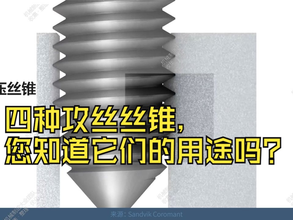 [动画】【螺纹加工】四种攻丝丝锥,您知道它们的用途吗?哔哩哔哩bilibili