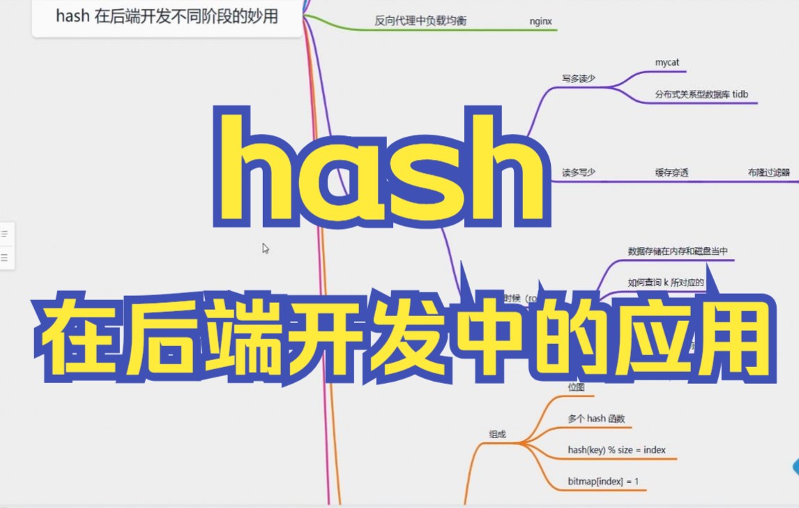 [图]hash 在后端开发不同阶段的妙用 |STL 中 hash 的应用；hash 在数据库中应用； 反向代理中的负载均衡；布隆过滤器；分布式一致性hash