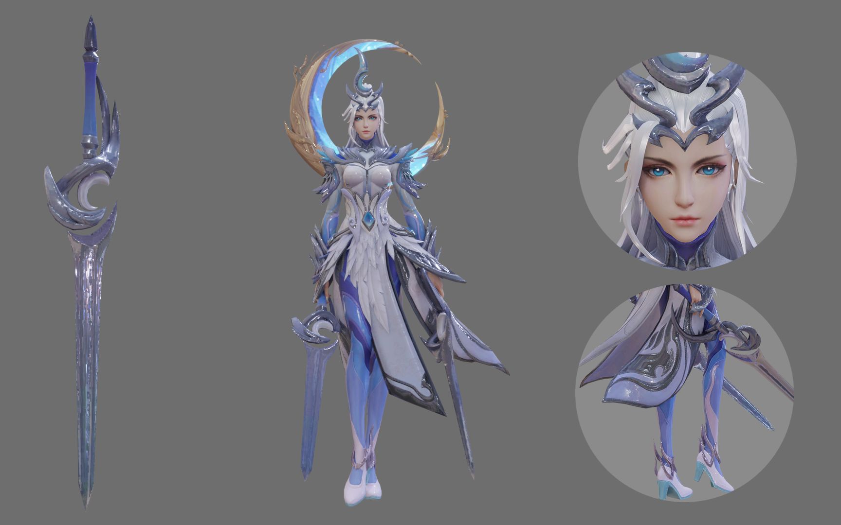 【旋转展示】花木兰 荣耀典藏皮肤-九霄神辉 轻剑形态