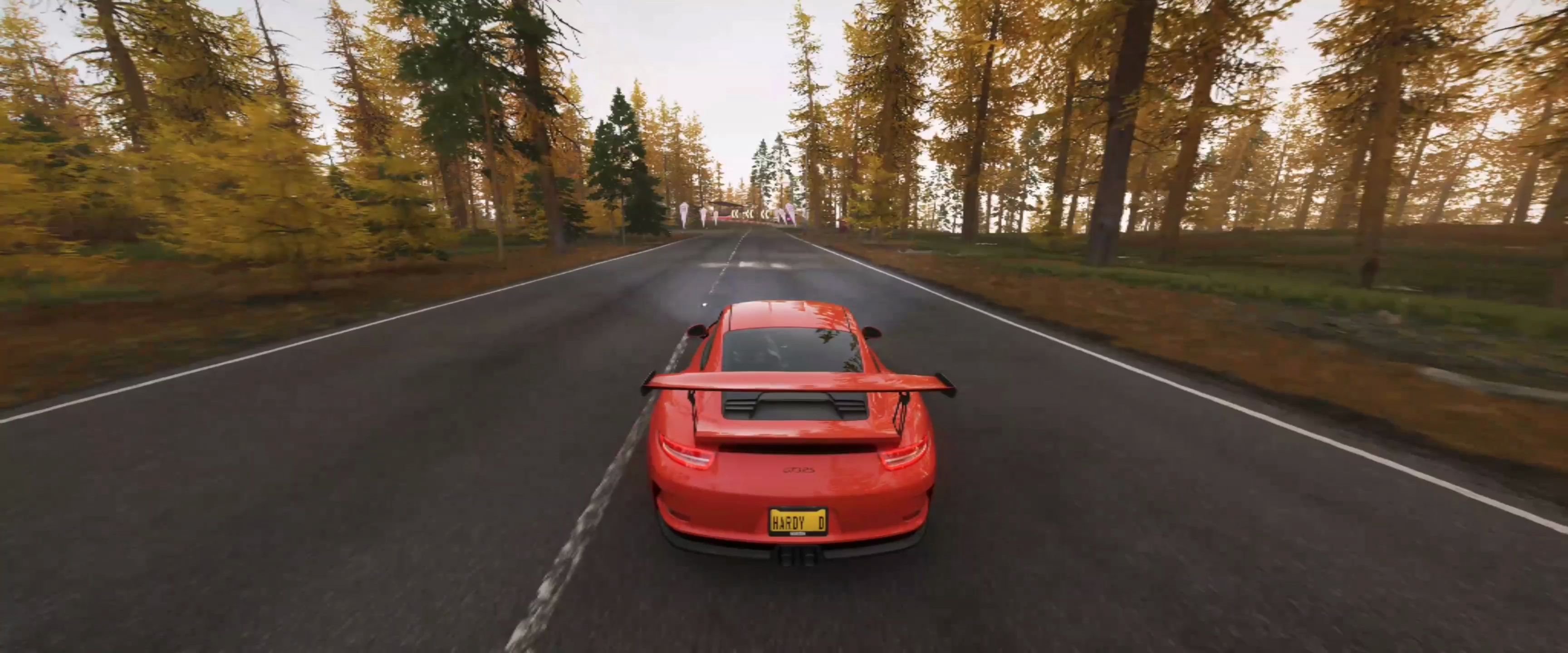 forzahorizon4地平線4夕陽下秋日的財富島保時捷gt3rs三菱lancer