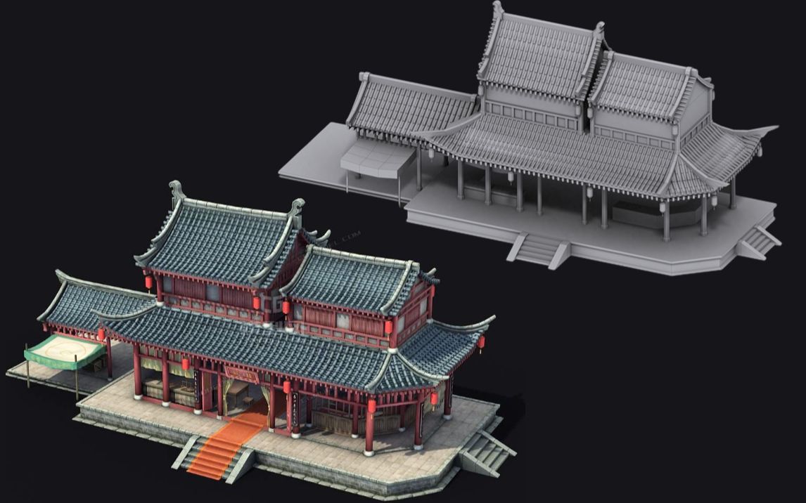 【3Dmax场景建模】古风建筑“四合院”制作,0基础场景模型制作哔哩哔哩bilibili