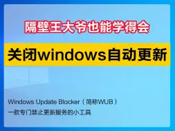 下载视频: 彻底关闭windows系统更新，一键关闭Win10自动更新，告别蓝屏死机