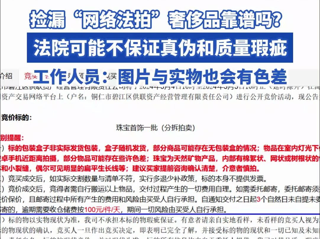 捡漏“网络法拍”奢侈品靠谱吗?这些问题要担心!哔哩哔哩bilibili