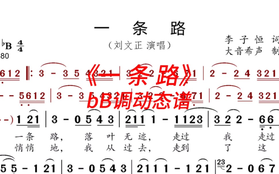 刘文正《一条路》bB调动态伴奏谱哔哩哔哩bilibili