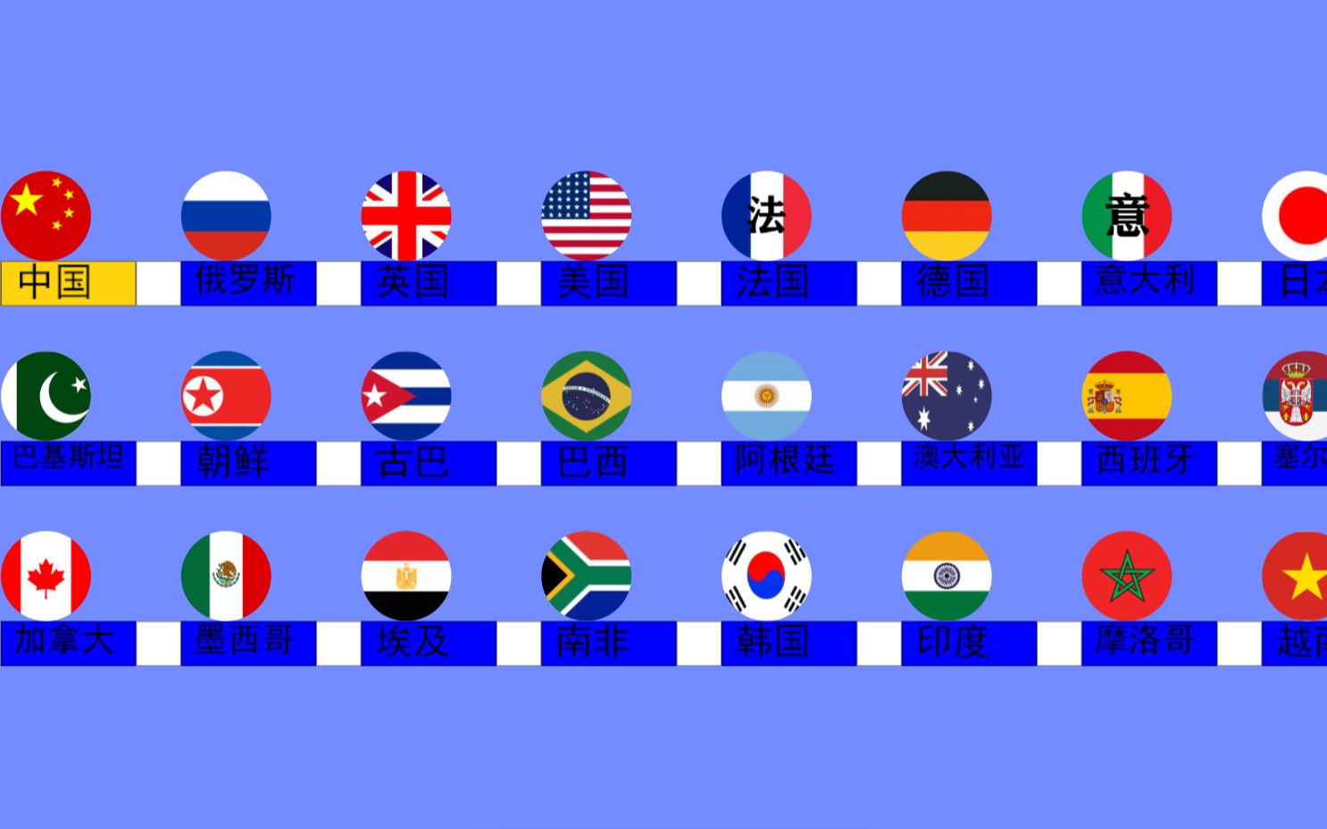 24个国旗小球的比赛!(有中国球)