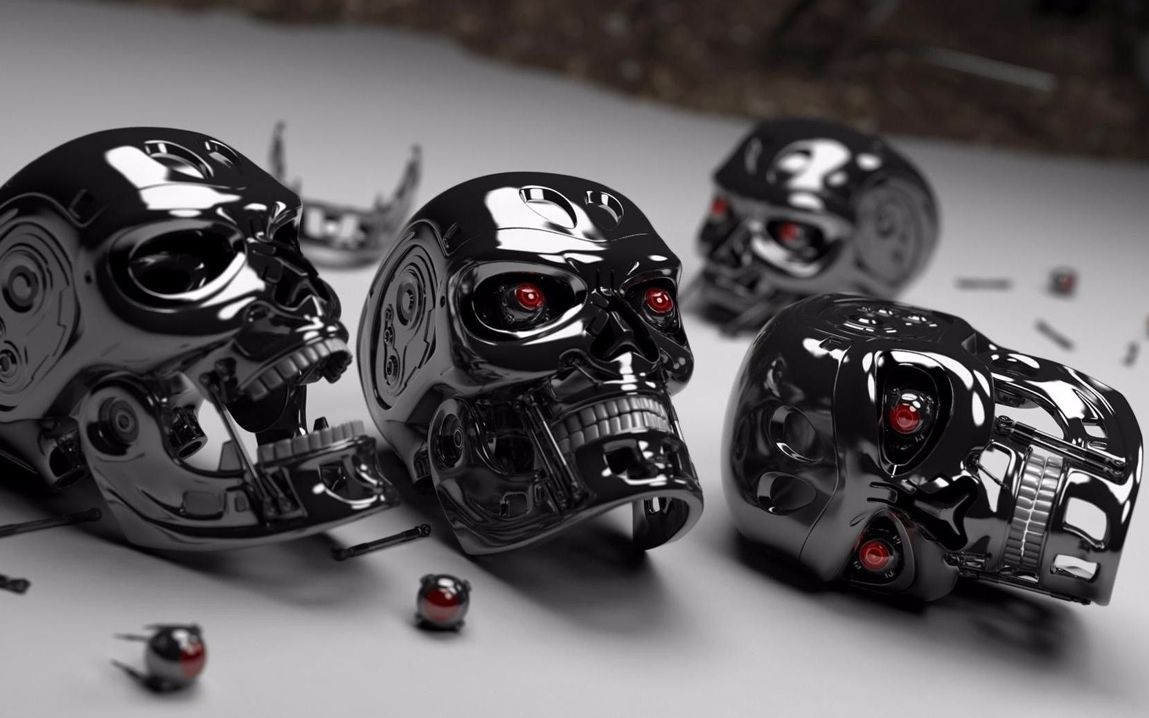 影视模型终结者t800头部雕刻金属质感的细节zbrush软件