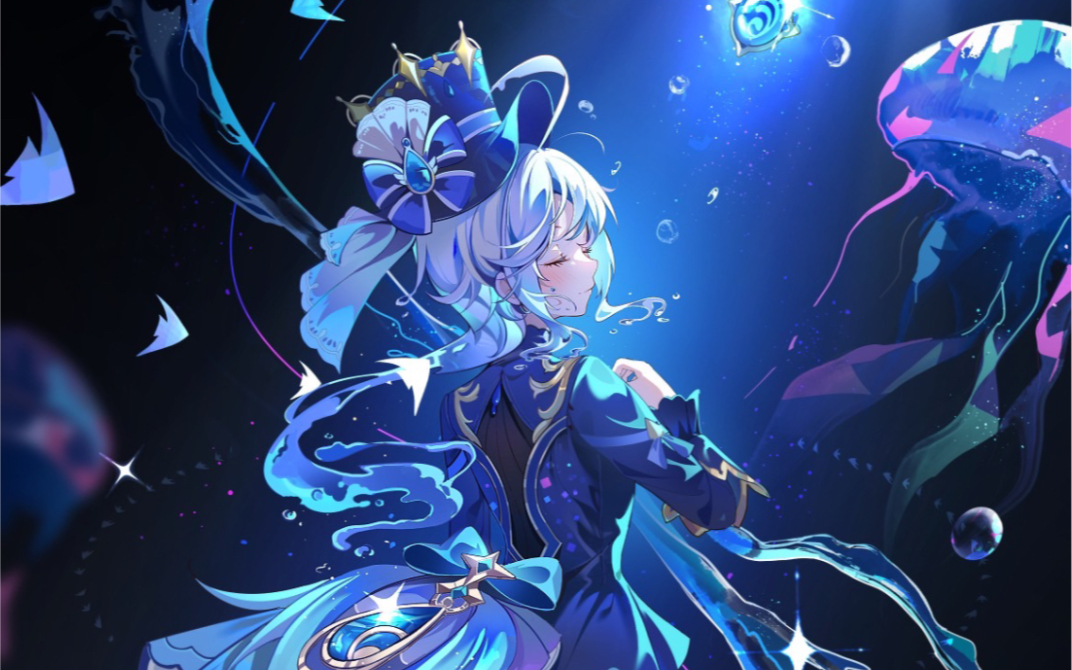 原神4.2 水神 芙宁娜 0 1 单人副c伤害测试,充能循环可自洽 她锁敌机