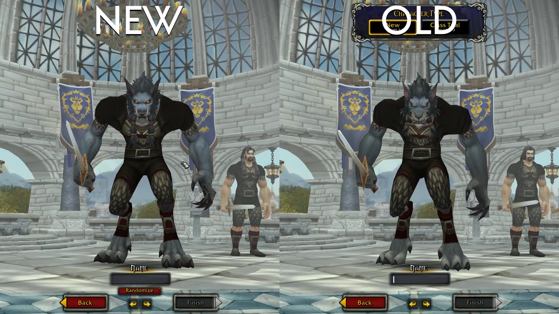 魔兽世界狼人种族新旧模型创建角色对比