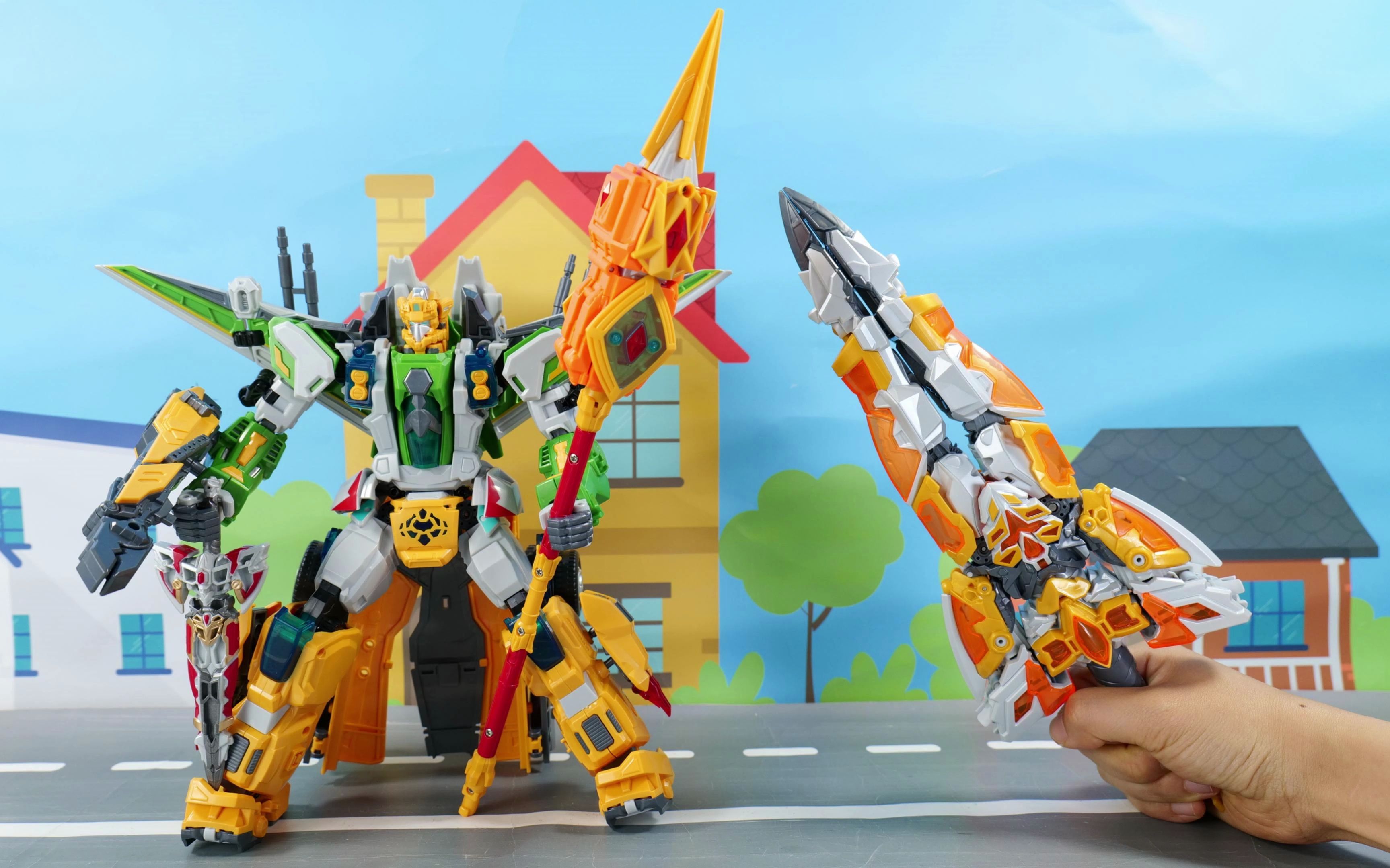 钢铁飞龙二合体烈焰闪雷刃王vs变形联盟二合体超跃战神