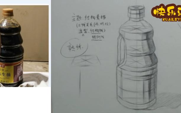 酱油瓶素描 单个图片