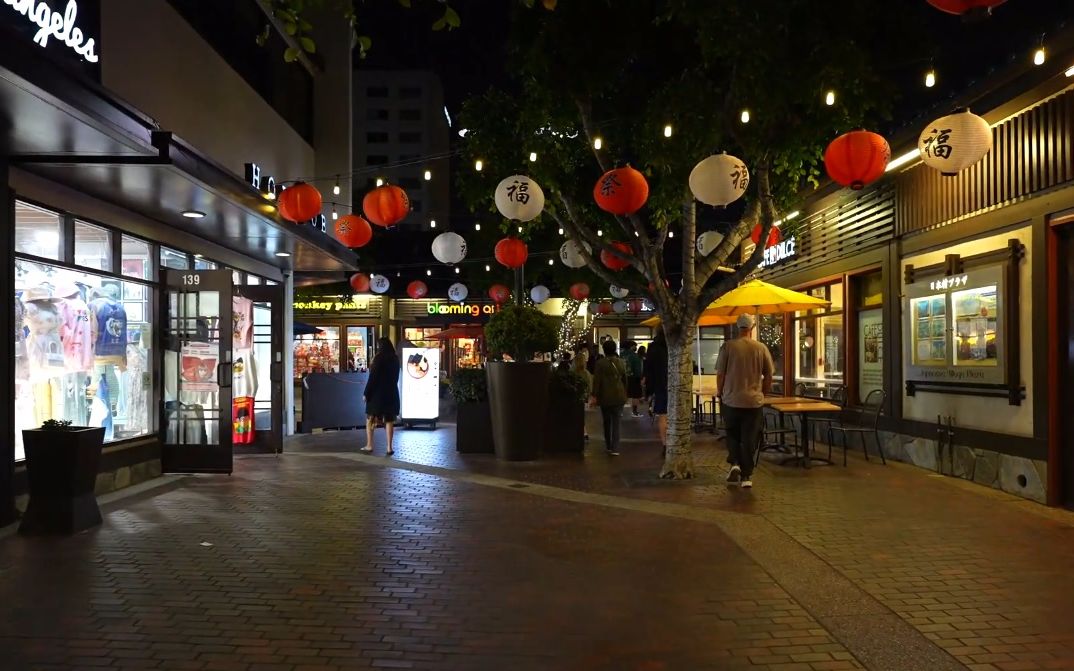 【超清美国】漫步夜晚的加利福尼亚州洛杉矶 小东京日本城 (1080p高清