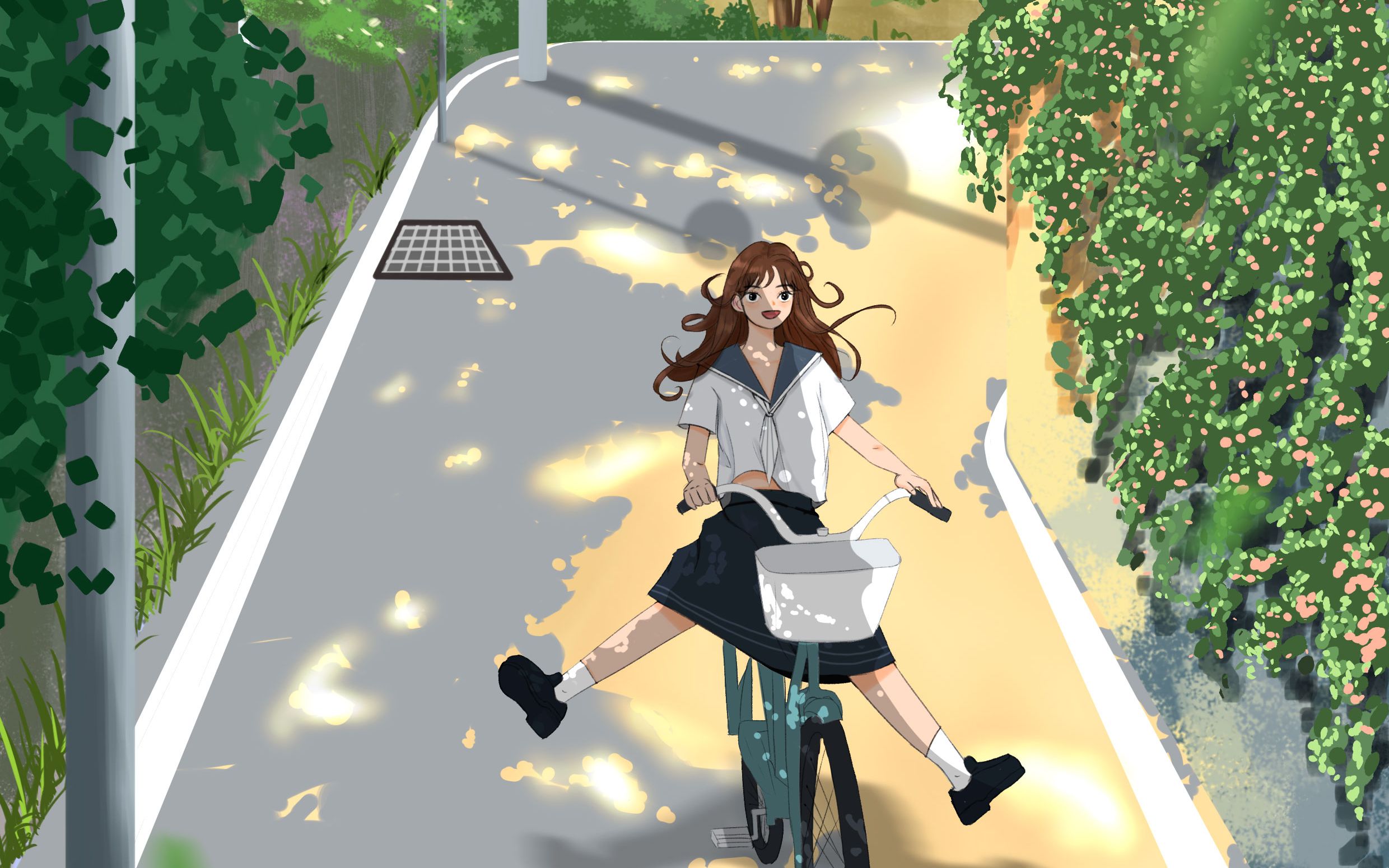 【ps 绘画过程】夏天的林荫小路最治愈呐