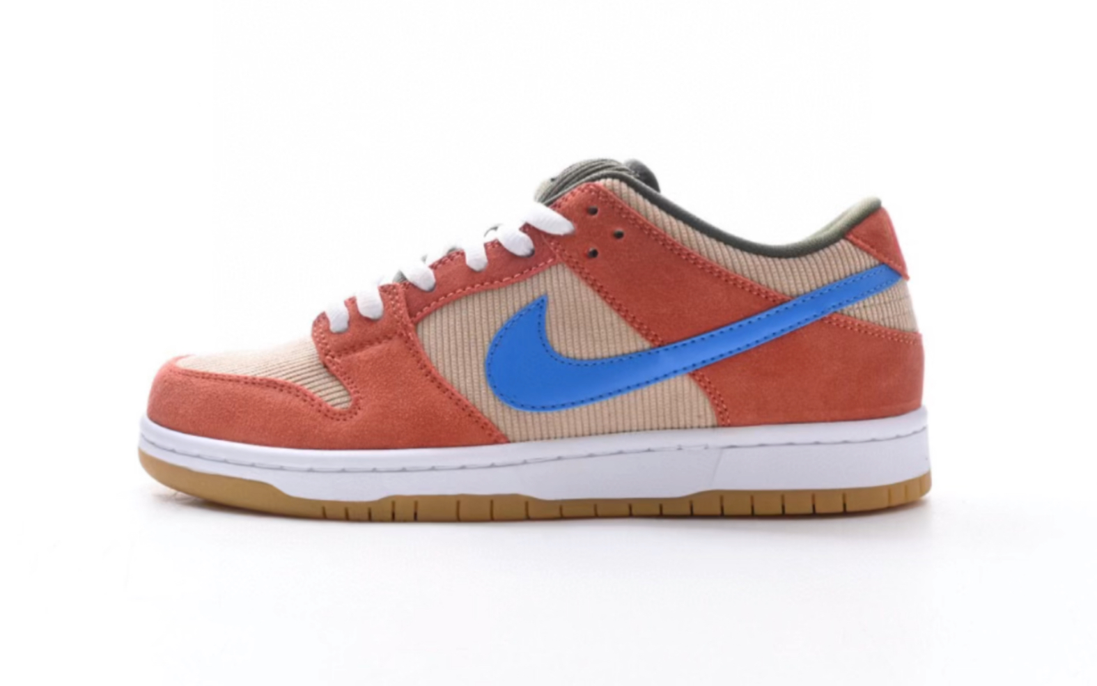 耐克 nike sb dunk low orange label 棕蓝橘灯芯绒蓝钩板鞋bq6817