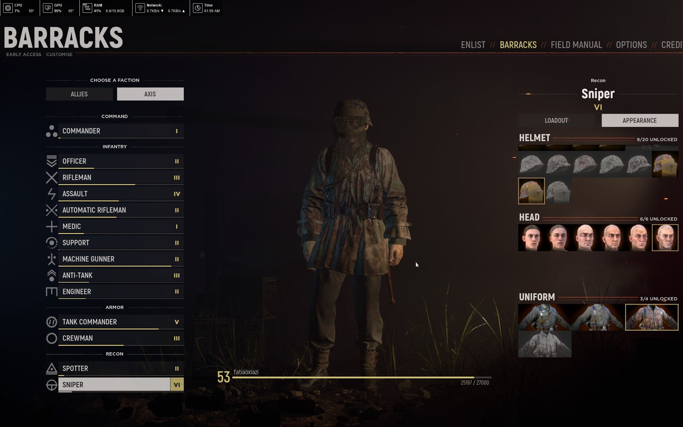 人间地狱hellletloose更新之后狙击手试玩子弹下坠基本没改变远距离