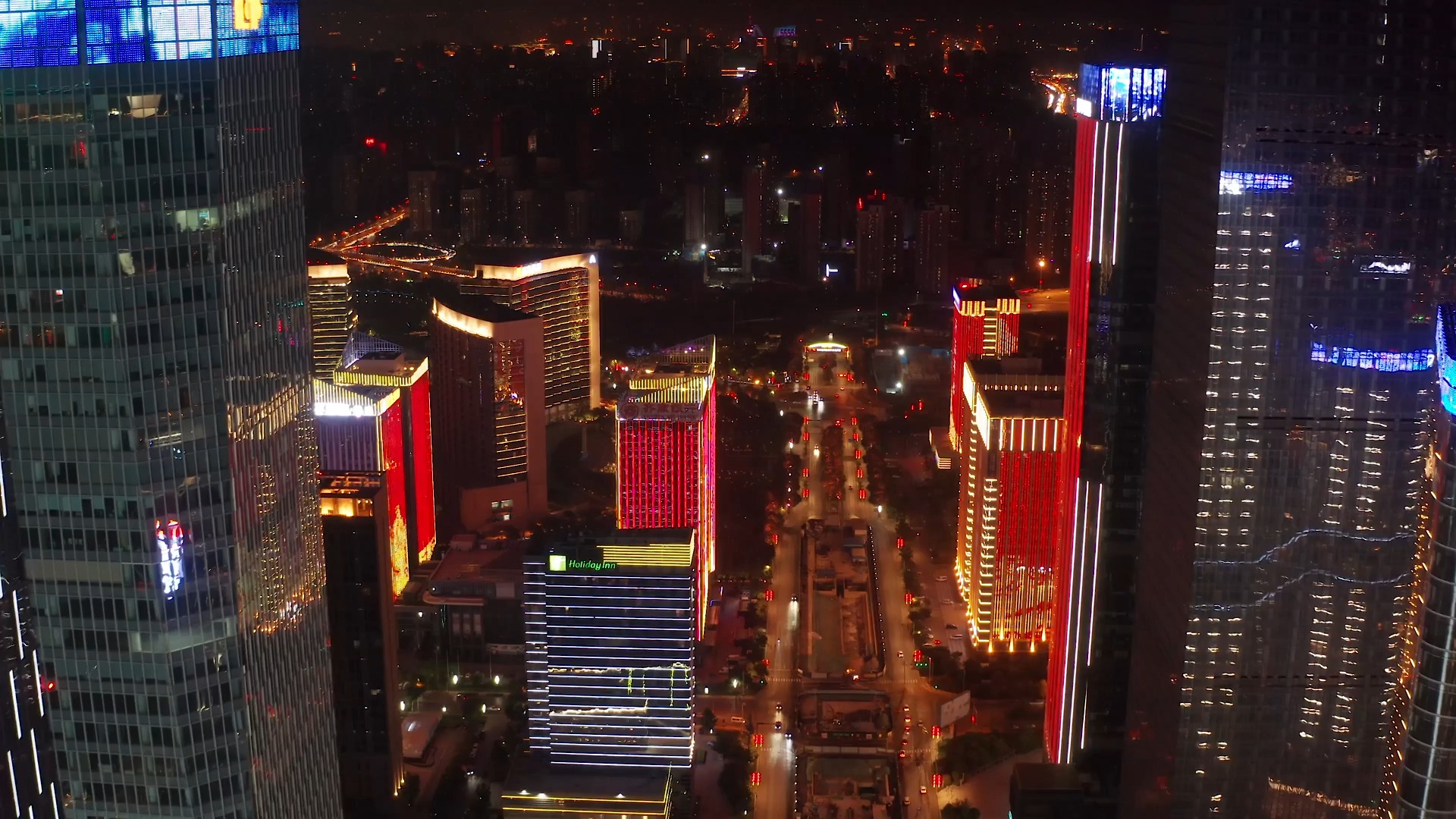 [图]【高清航拍】绝美风景休闲放松夜景--CBD城市夜景4K航拍