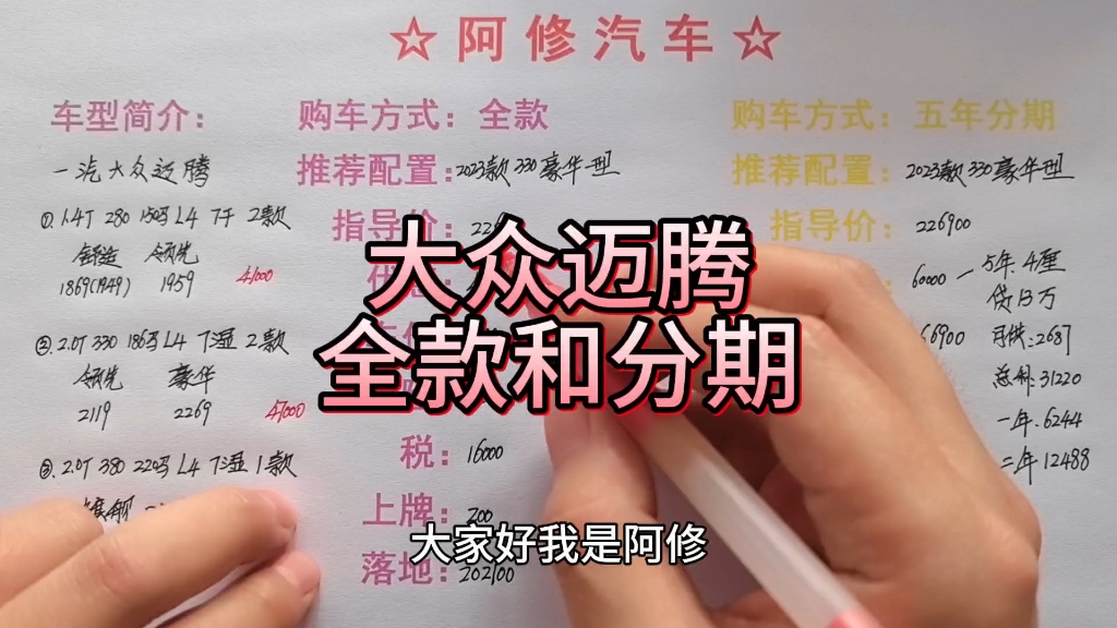 一汽大众迈腾分期可优惠60000,全款和分期怎么划算哔哩哔哩bilibili