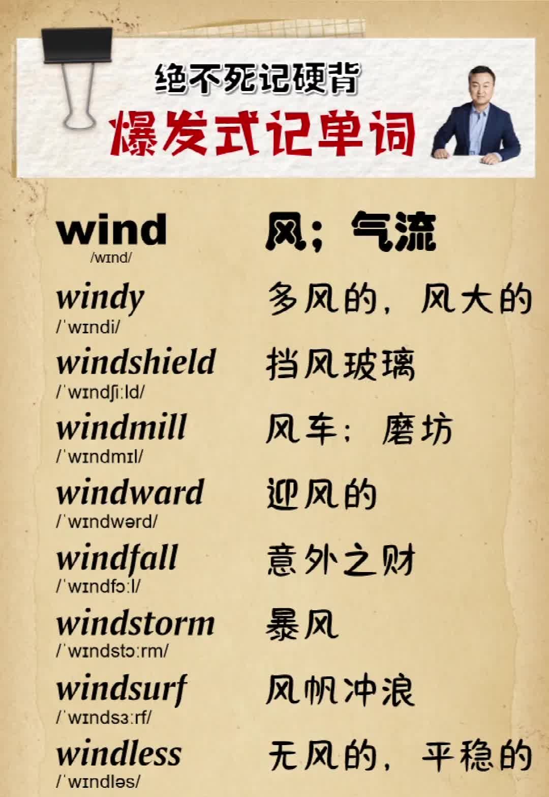 绝不死记硬背,爆发式记单词:【wind】
