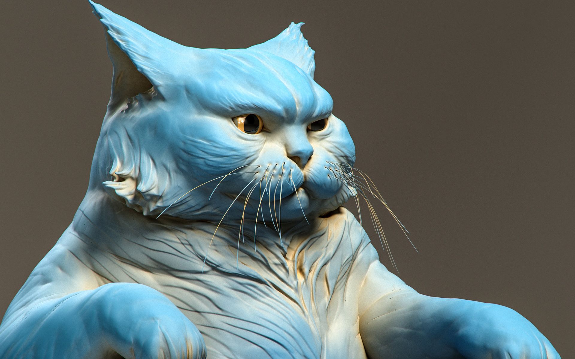 zbrush雕刻系列 雕塑猫的创作过程=rodion vlasov技术分享