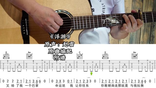 【第427集】浮游 演唱原声:赵雷 吉他弹唱示范,动态吉他谱